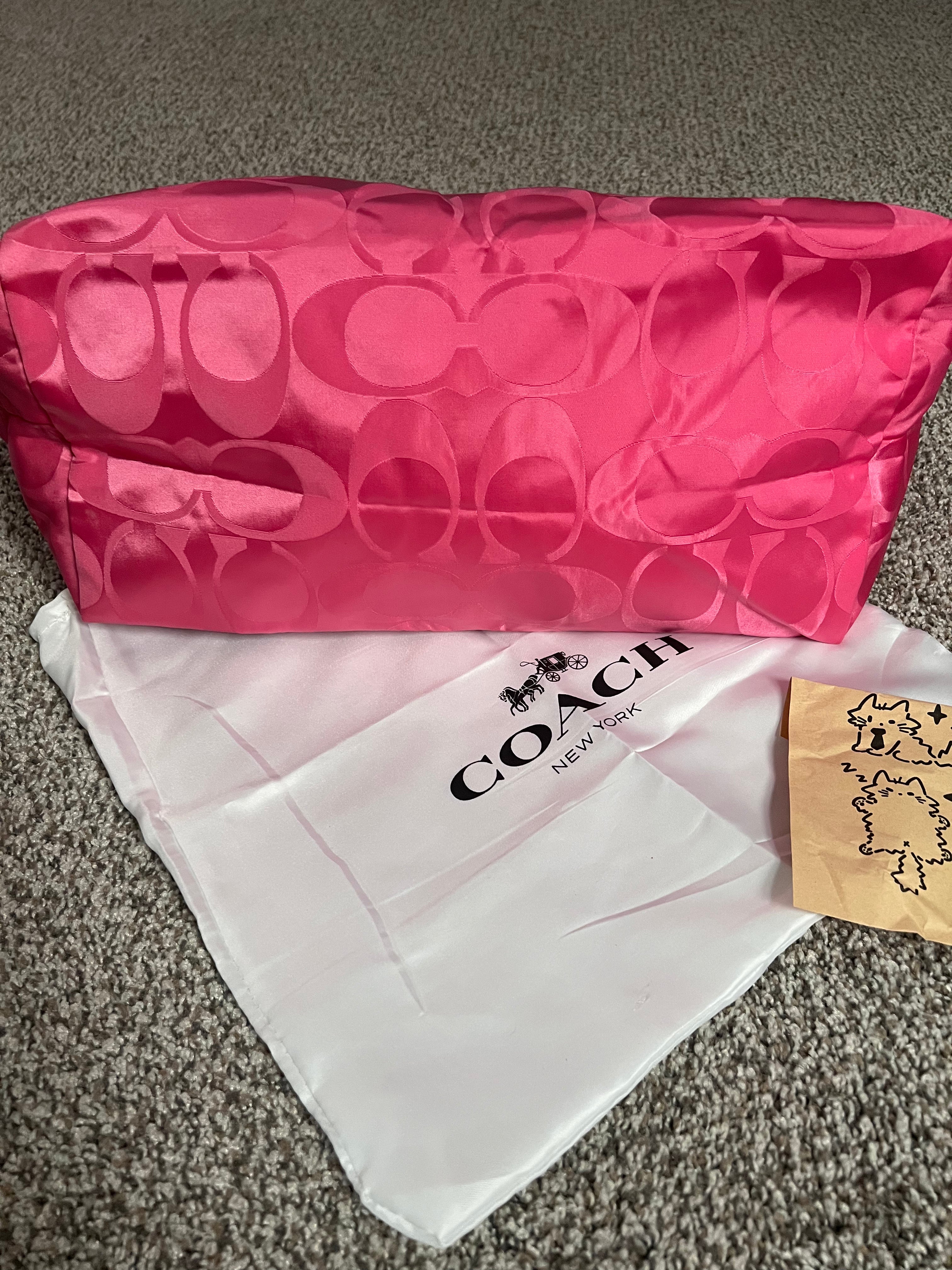 Coach Pink Nylon Weekender Tote Bag