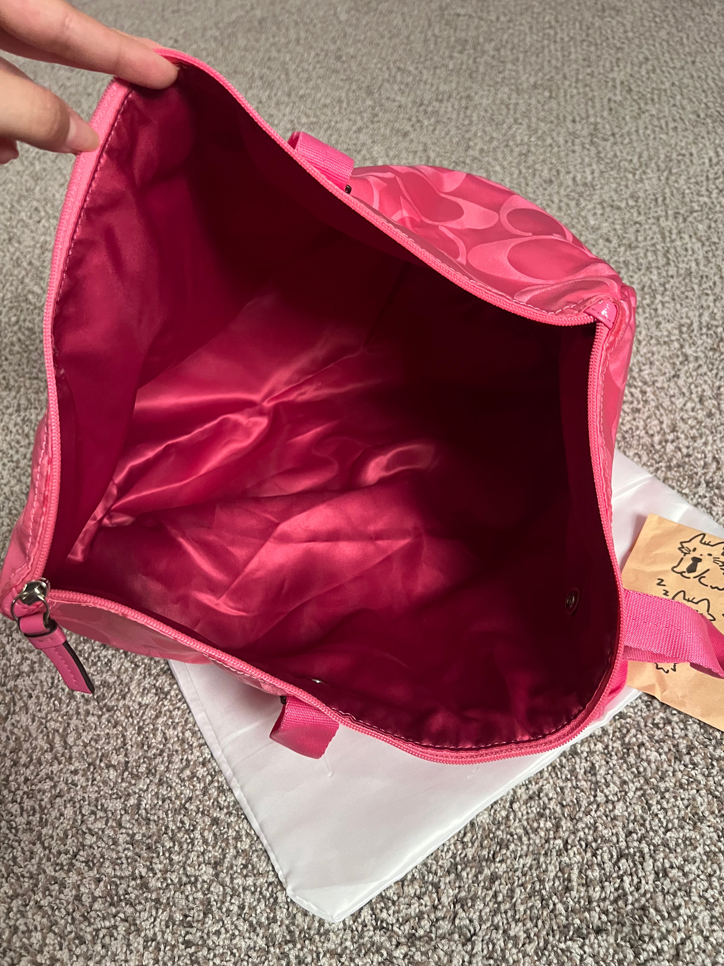 Coach Pink Nylon Weekender Tote Bag