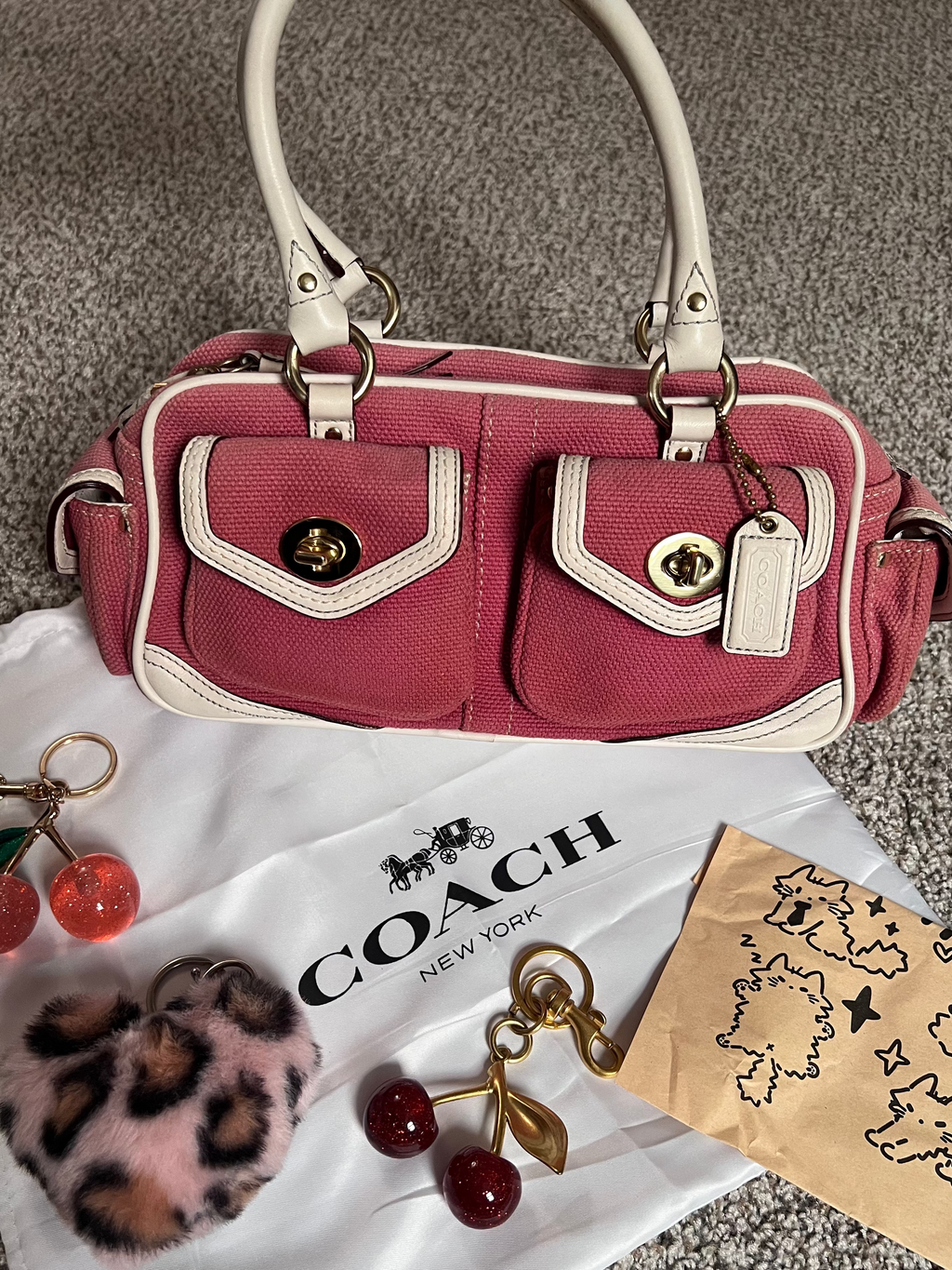 Extremely Rare Y2k Coach Pink Legacy Gallery Turn Lock Satchel Handbag