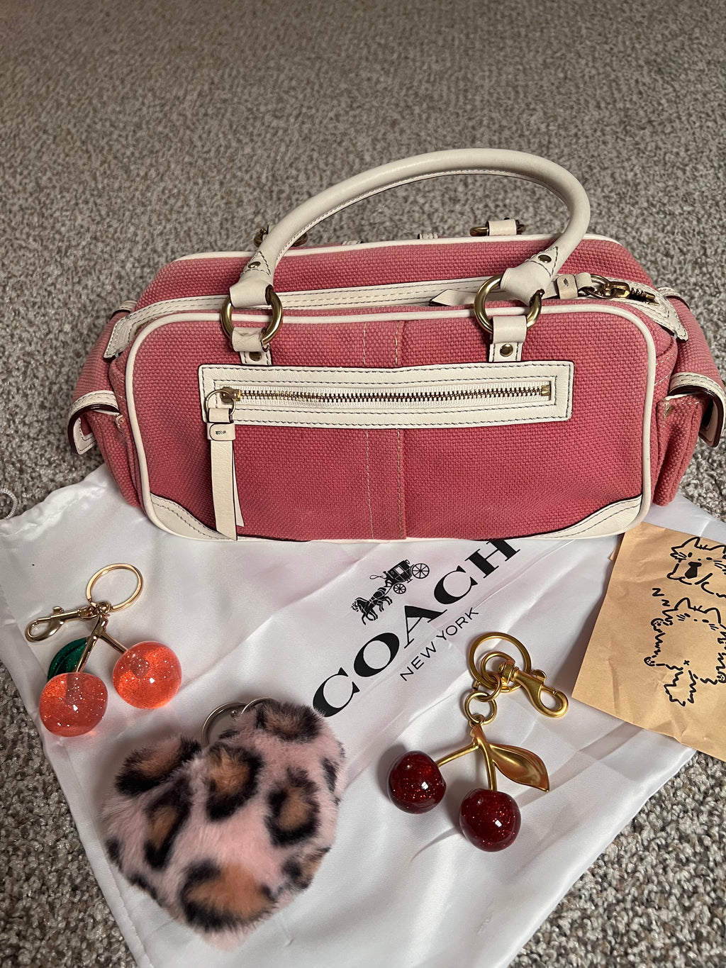 Extremely Rare Y2k Coach Pink Legacy Gallery Turn Lock Satchel Handbag