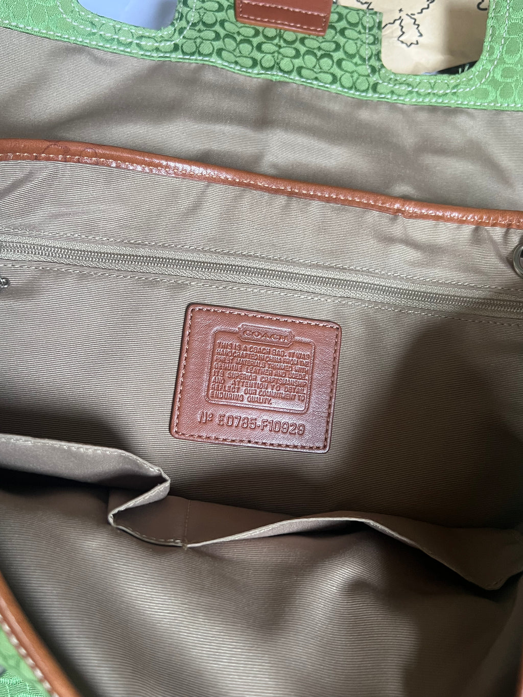 Rare Coach Green Soho Canvas and Suede Flap Bag